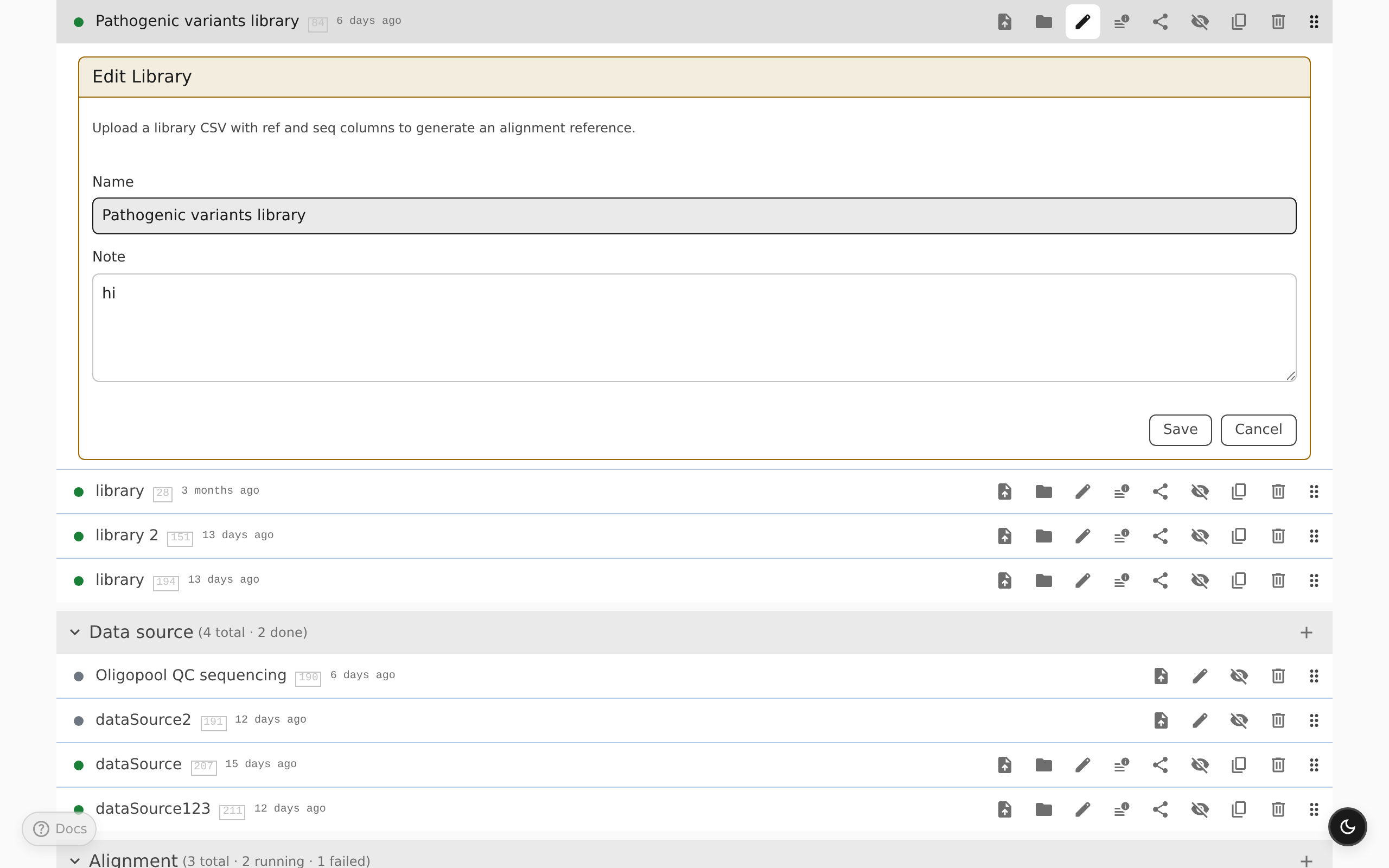 The step edit form for a derivation step. Step-reference arguments are chosen from selectors in the form.